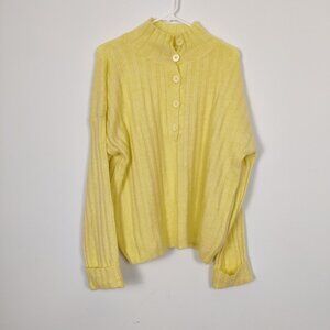 Trendyol Women's Ribbed Yellow Sweater Size Medium Oversized Cozy